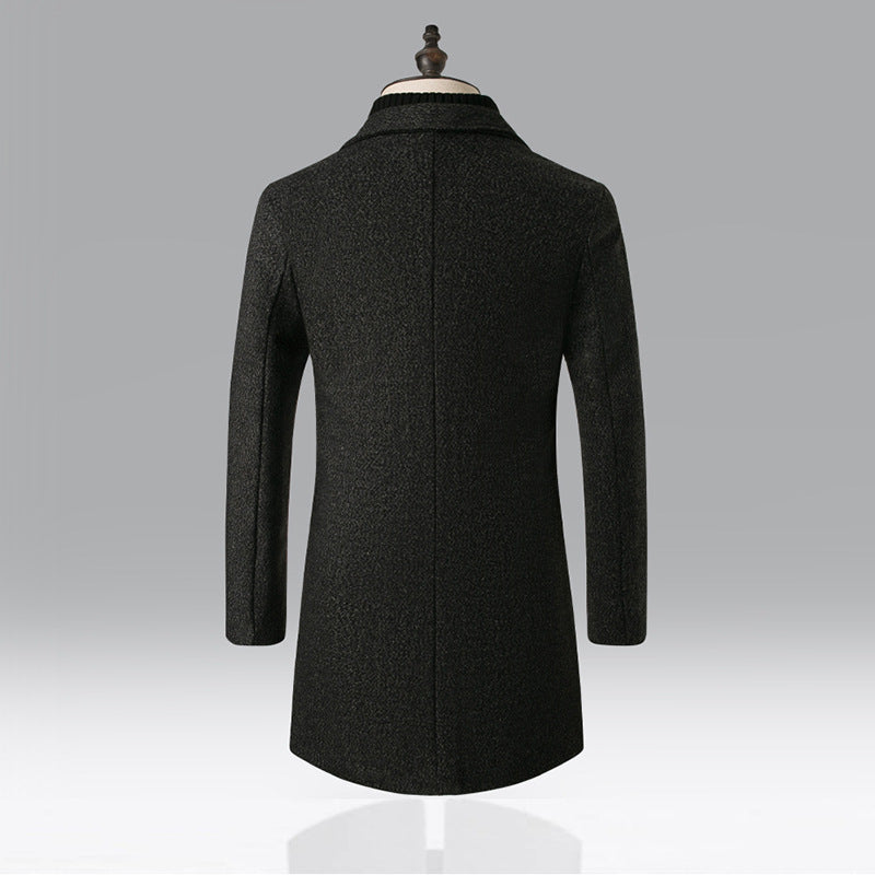 Herren Trenchcoat mit Schneeflockenmuster, mittellanger Wollmantel