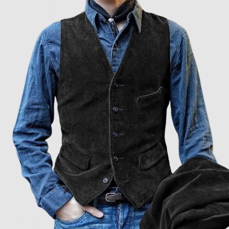 American Retro Men's Vest Corduroy Vest Casual Jacket