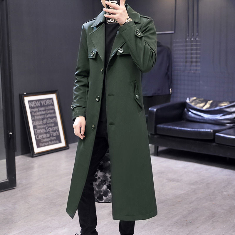 Windbreaker Men's Long Temperament Knee Length Coat