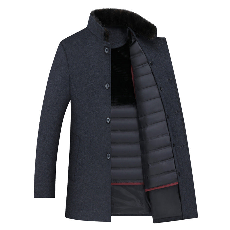 Winter New Down Liner Fur Collar Thickened Windbreaker Jacket