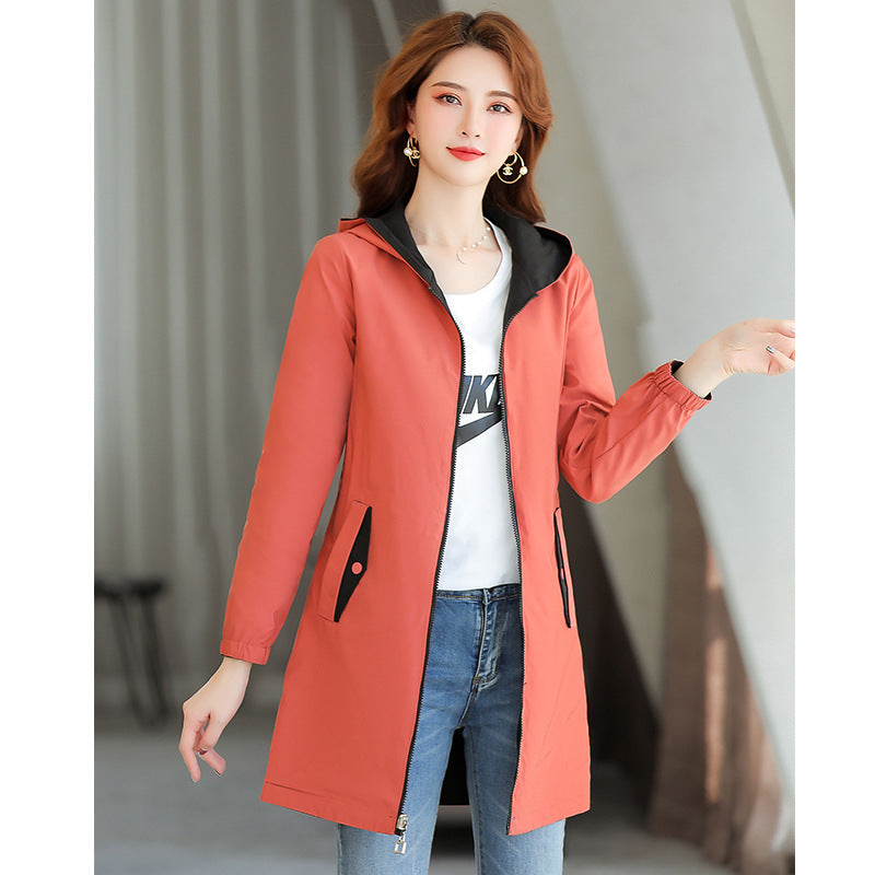 Fashion Plus Size Trench Coat Mid-length Loose Casual Reversible Coat