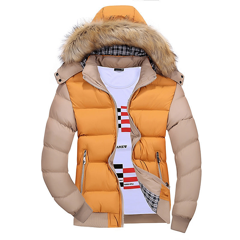 Men Fur Collar Hooded Cotton jacket