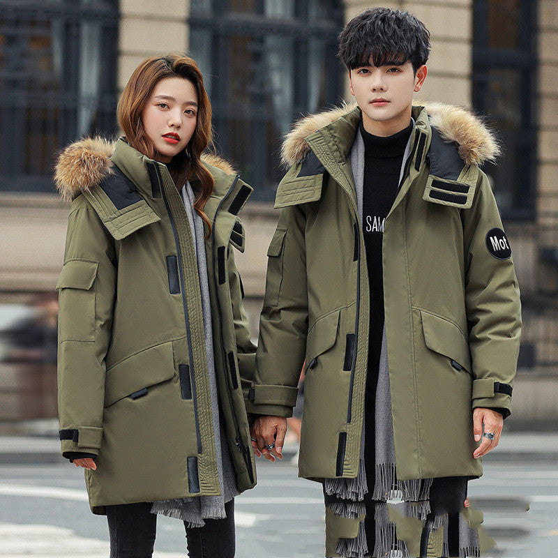 Couple Wear Down Jacket Men's And Women's Mid-length Youth Winter