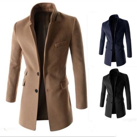 Slim-fit Woolen Jacket Men's Three-dimensional Slim-fit Tailoring Design Windbreaker