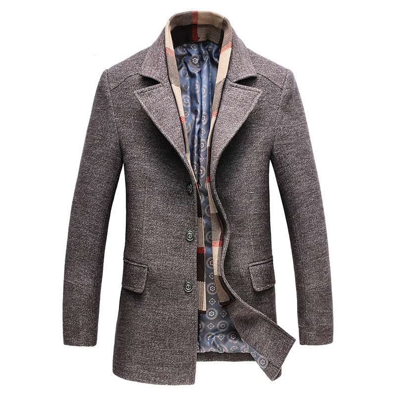 Autumn and winter men's trench coat Korean slim wool coat