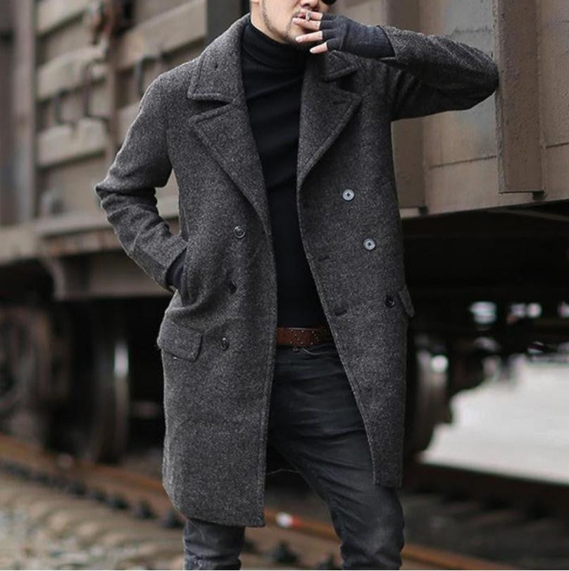 Slim woolen overcoat coat