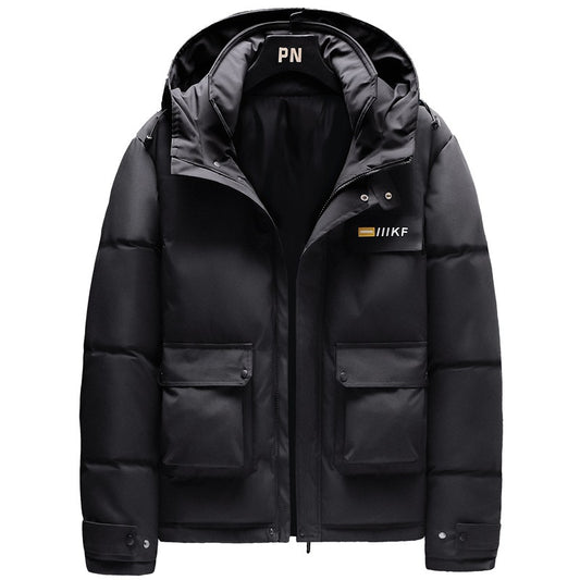 Fashionable Hooded Thick Down Cotton Jacket Men's