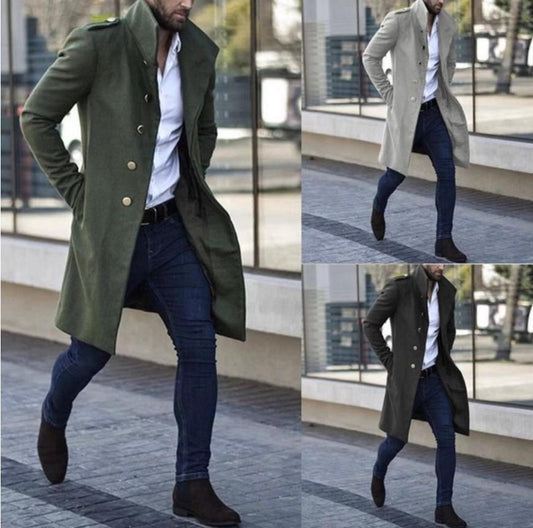 Mid-length slot pocket casual coat
