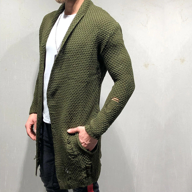 Mittellanger Strickjackenpullover für Herren 