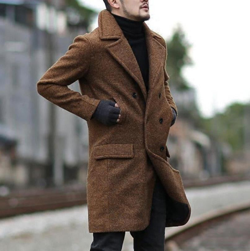 Slim woolen overcoat coat