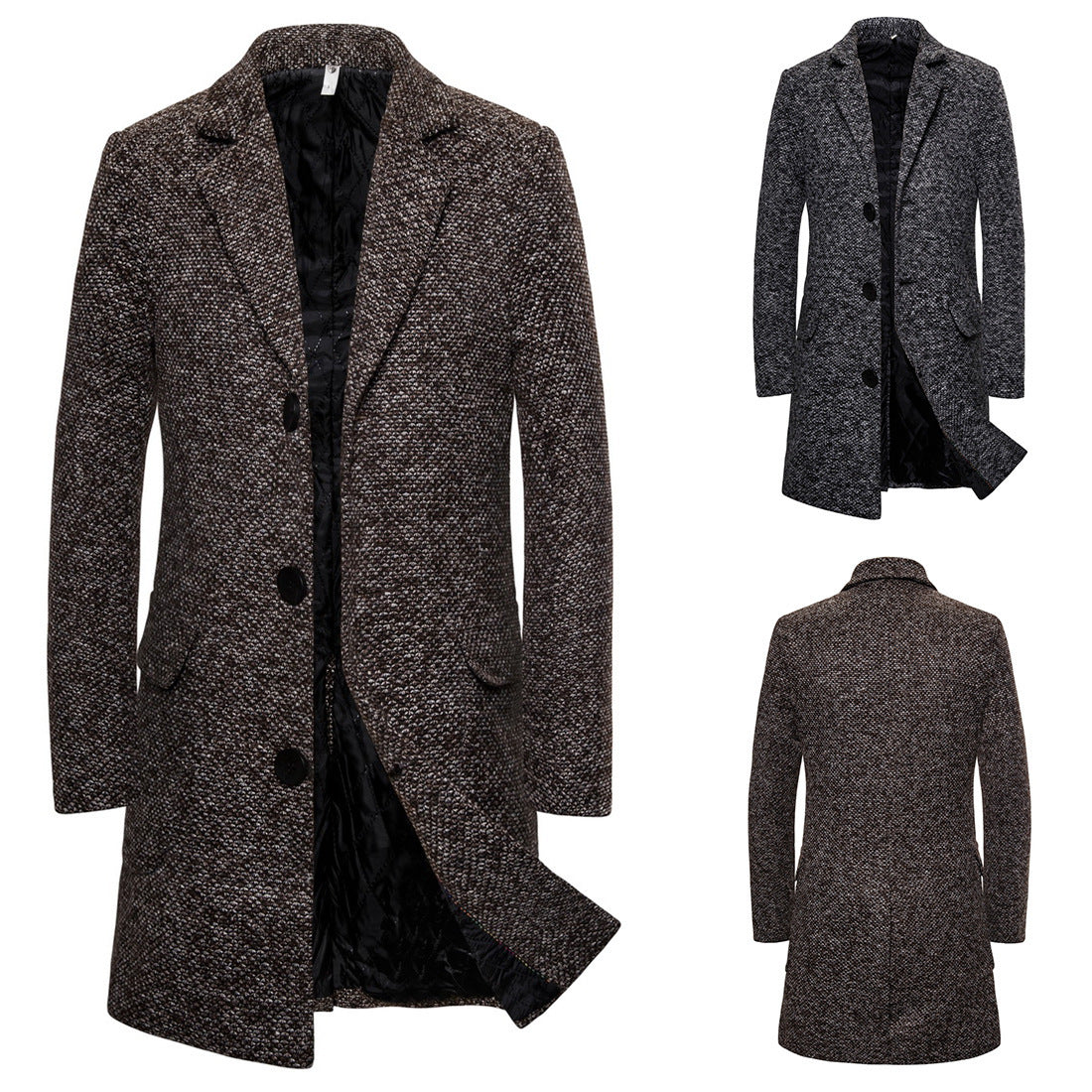 Woolen coat men's single-breasted men's woolen trench coat
