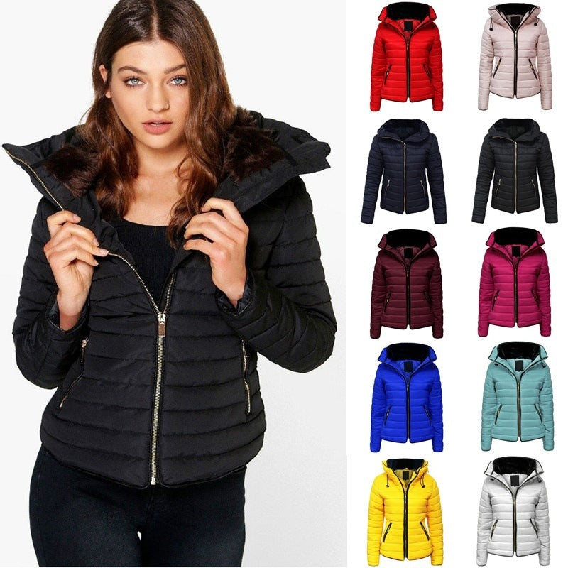 Thickened warm cotton padded jacket for women