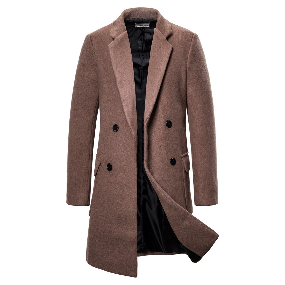 Double breasted woolen men's woolen trench coat