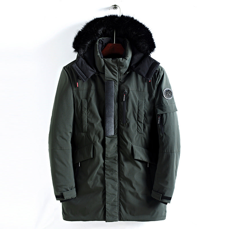 Men's mid-length hooded jacket