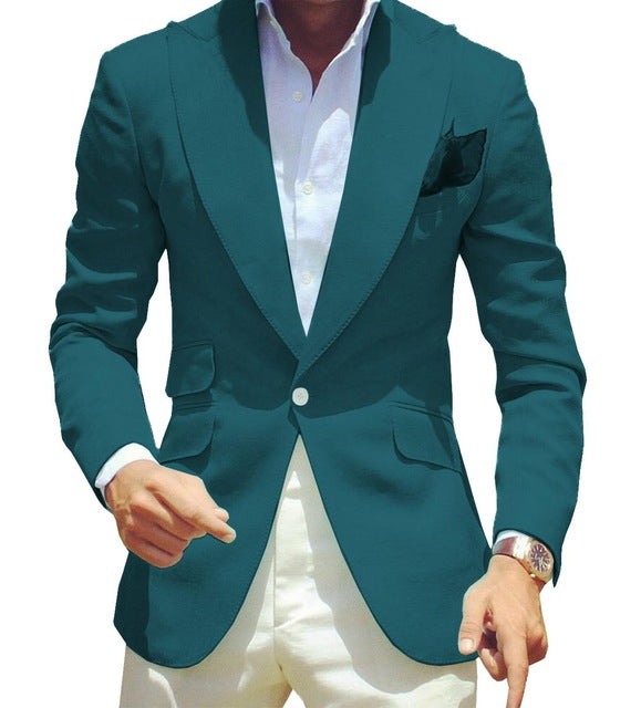 Men's Pure Color Suit Jacket Simple Temperament