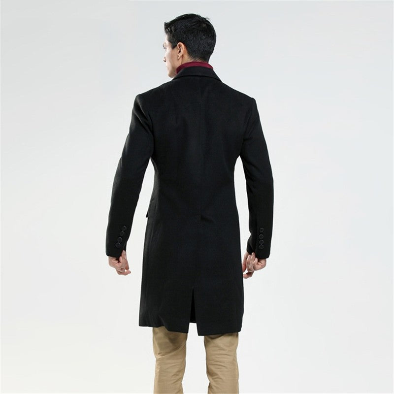 Winter Men's Woolen Coat Slim And Long