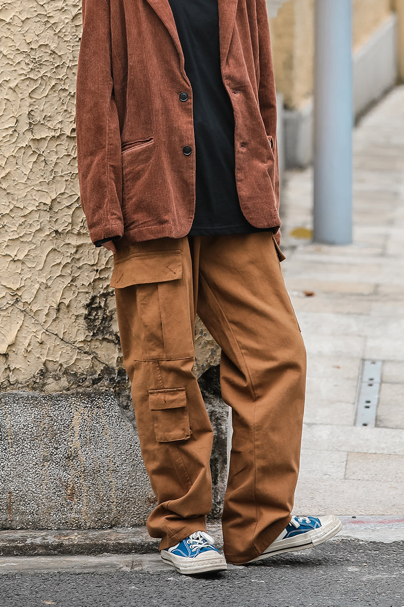 Street Wild Straight Casual Daddy Pants Multiple Pockets