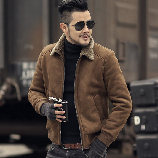 Men's fur lamb hair fur collar jacket