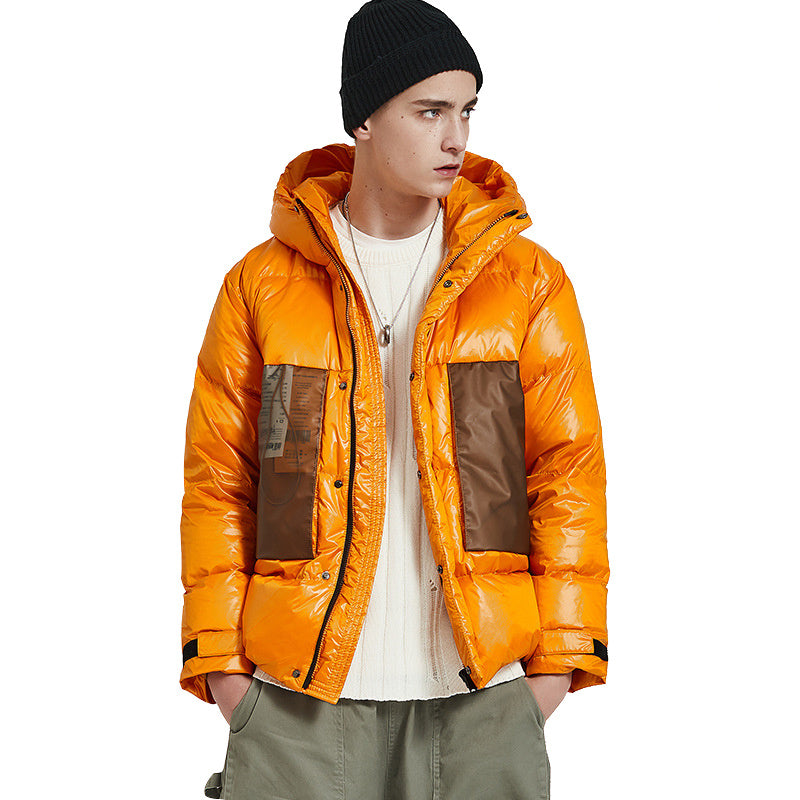 Glossy short men's down jacket