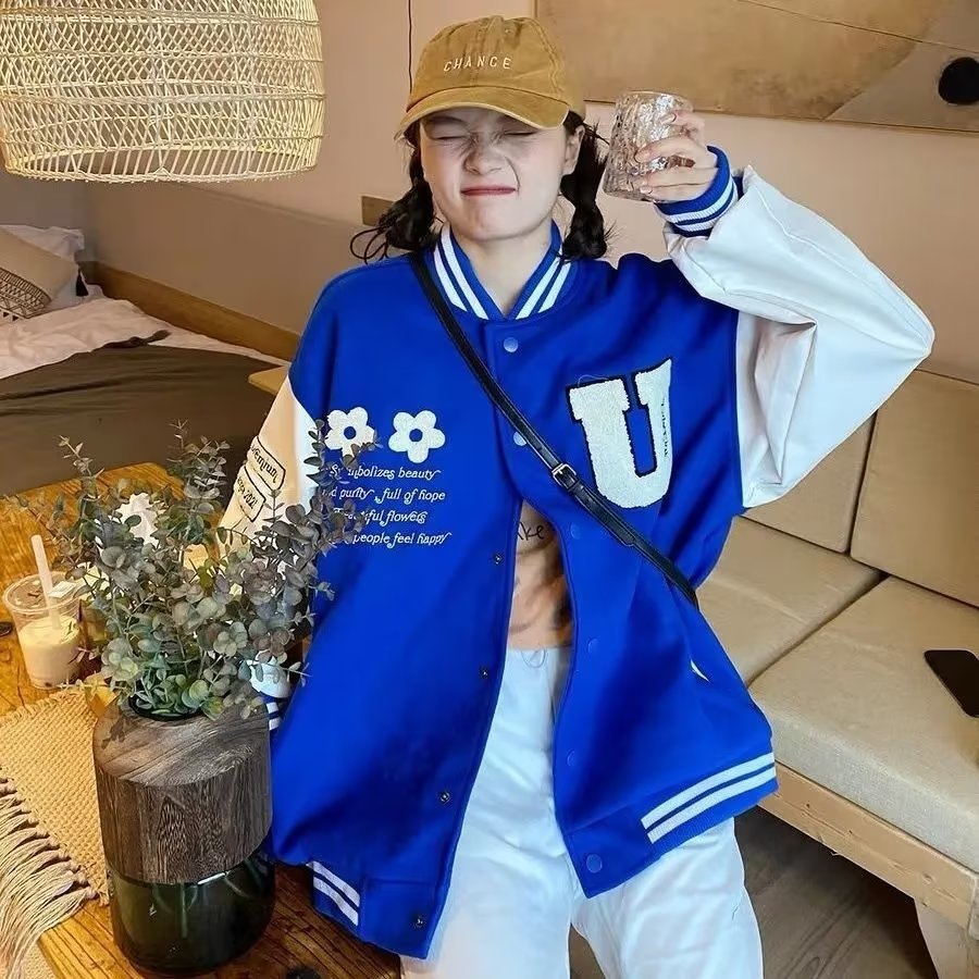 Übergroße Baseballjacke für Herren im japanischen Stil