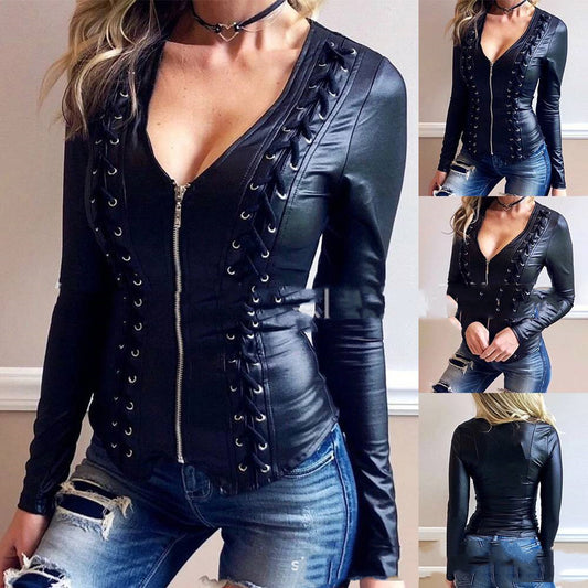 Women's European And American Motorcycle Leather Jacket Women