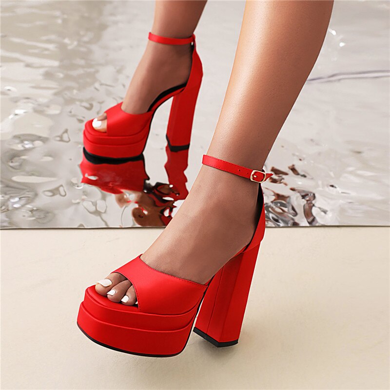 processing time:3-5 days after placing orders--Women Sandals Summer Fashion Sexy Platforms Thick High Heels Ankle Strap Shoes Woman Wedding Party Prom Night Club Pumps
