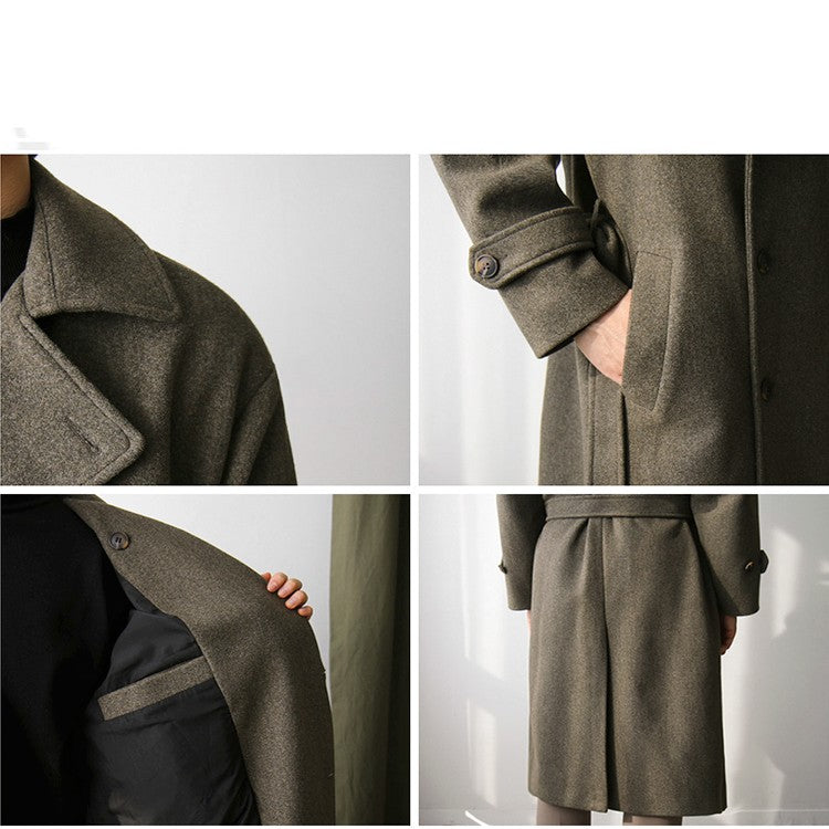 Woolen Coat Men's Winter Medium And Long Thickened