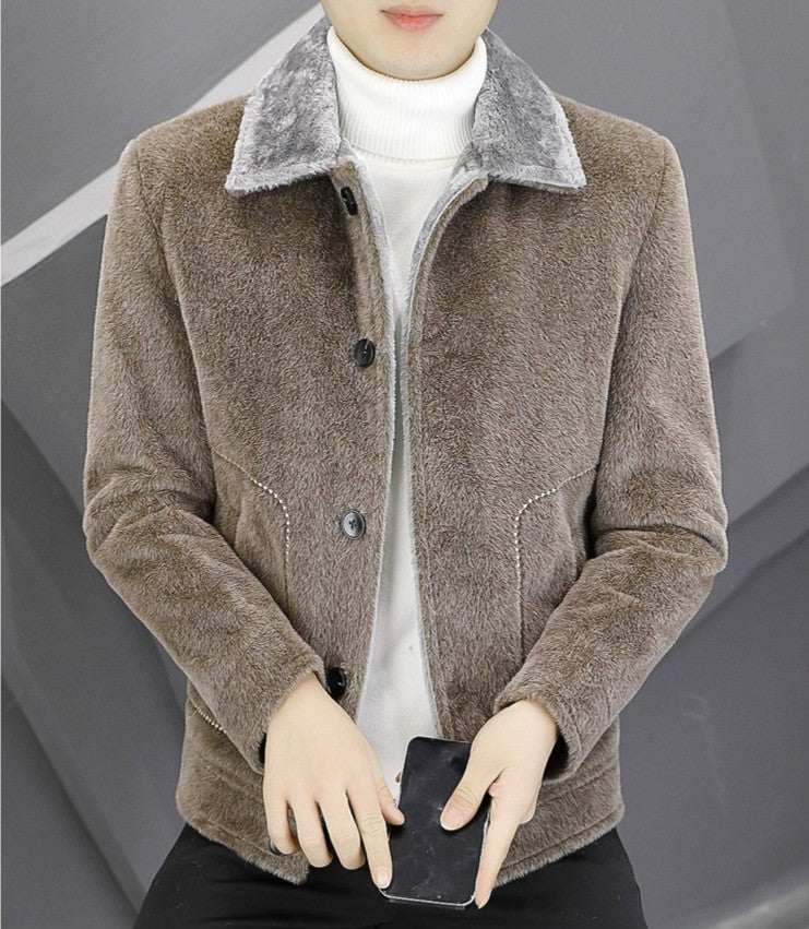 Men's Warm Plush Lapel Jacket