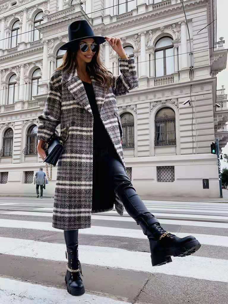 Checked Mid length Woolen Coats