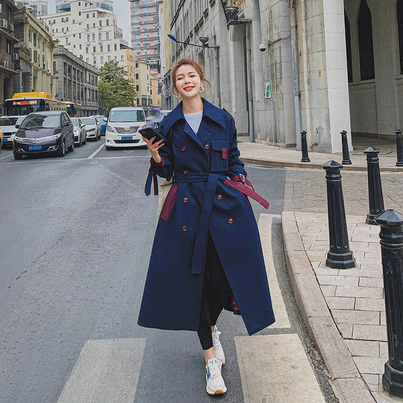 Women's Mid-length Over-the-knee Hepburn Style Loose Coat