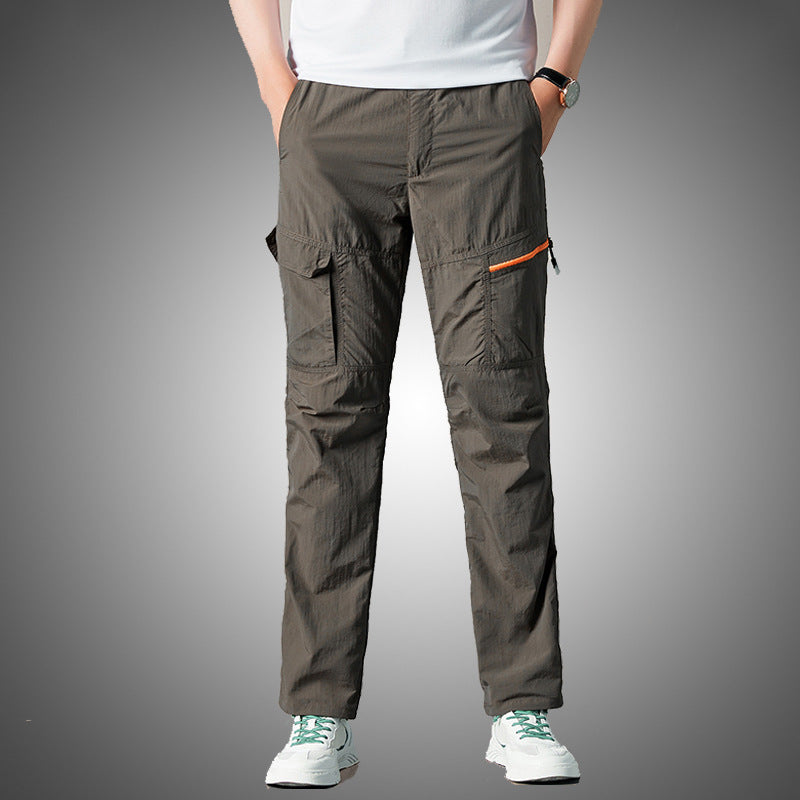 Ice Silk Straight Loose Multi-pocket Casual Quick-drying Hiking Long Pants