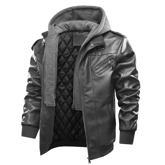 Men's Casual Foreign Trade Motorcycle PU Leather Jacket