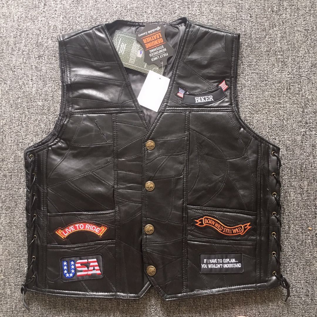 Men's Leather Motorcycle Vest Leather Vest