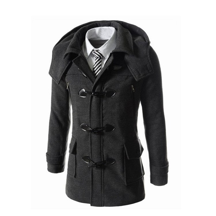 Men's Solid Color Long Hood Jacket