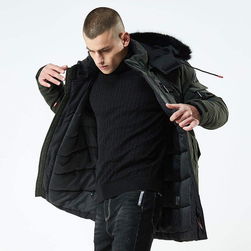 Men's mid-length hooded jacket