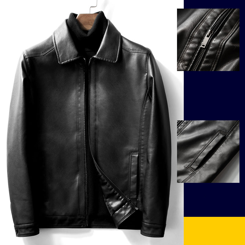 Trendy casual leather jacket