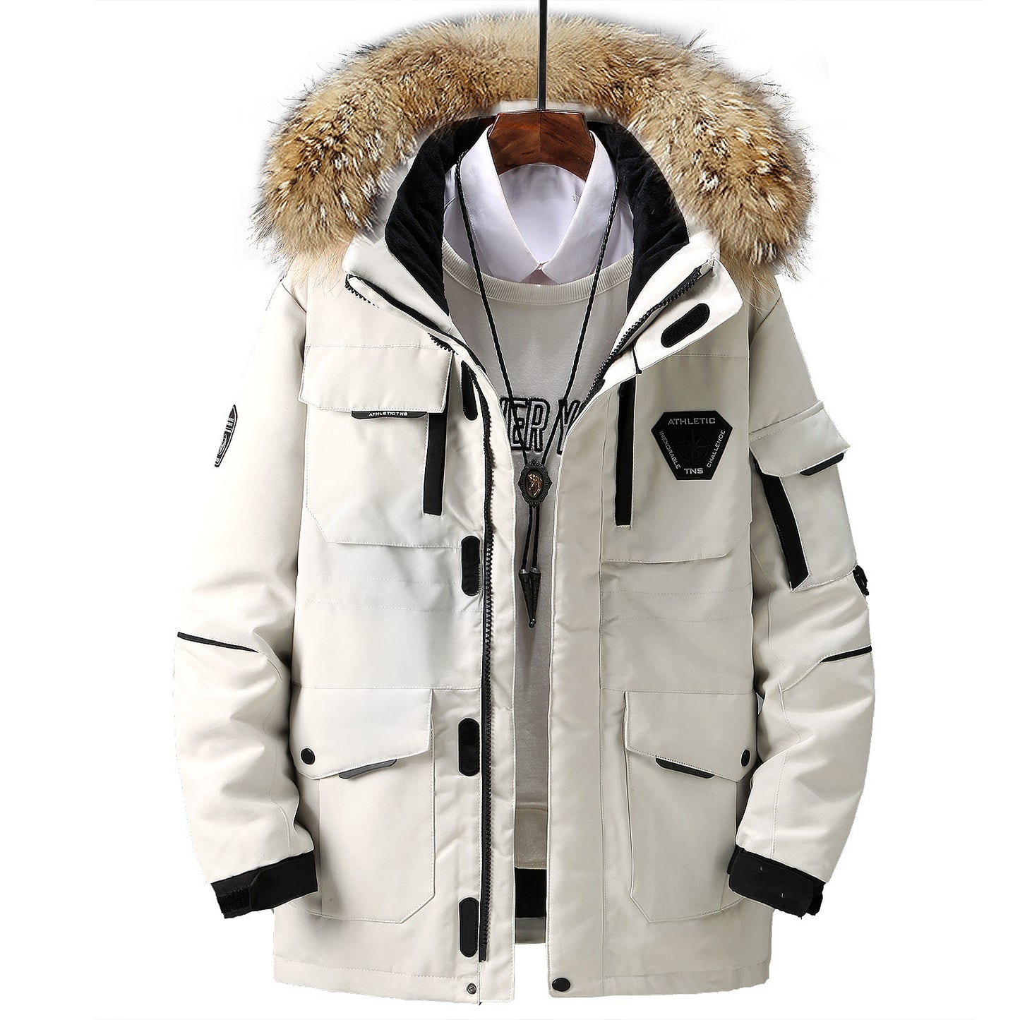 Men's Thick Fur Collar men's Hooded Jacket