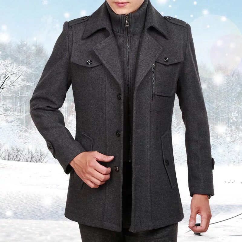 Winter men's woolen coat