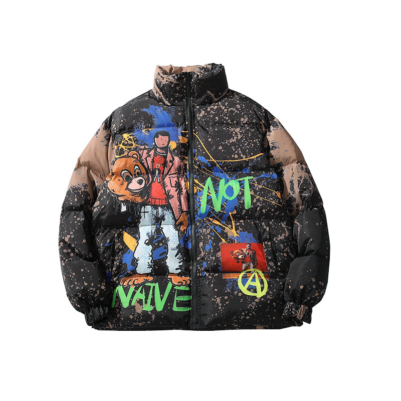 Graffiti printed cotton coat