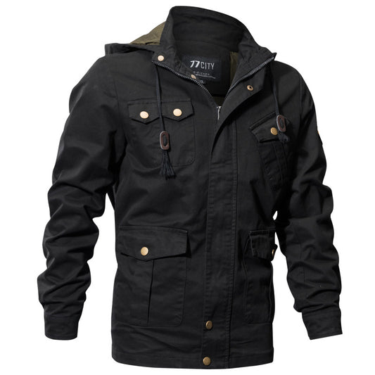 Herrenjacke Militärische Windjacke mit mehreren Taschen