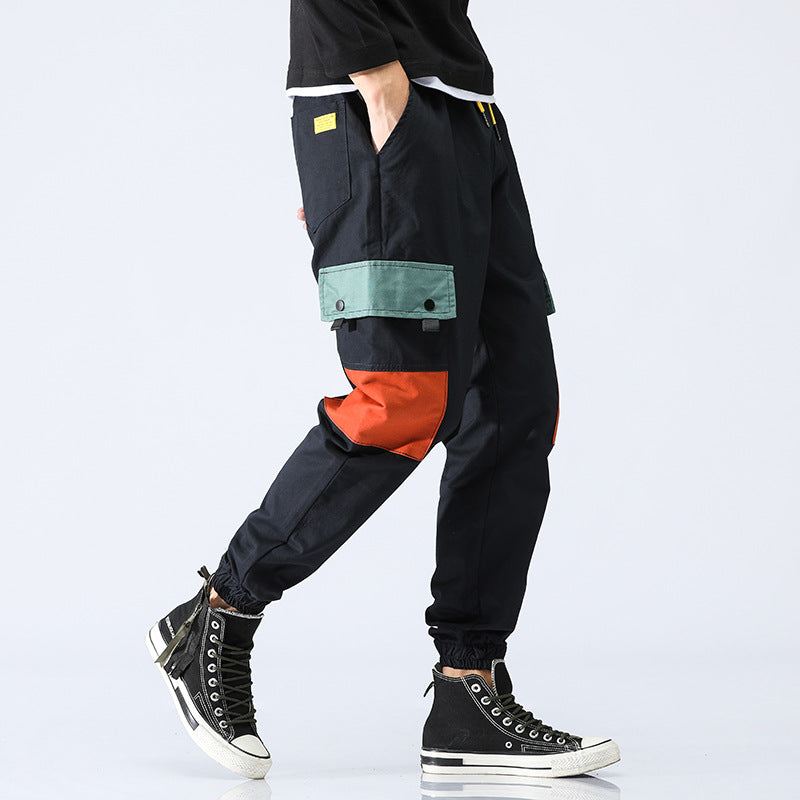 Youth loose multi-pocket elastic waist bungee overalls