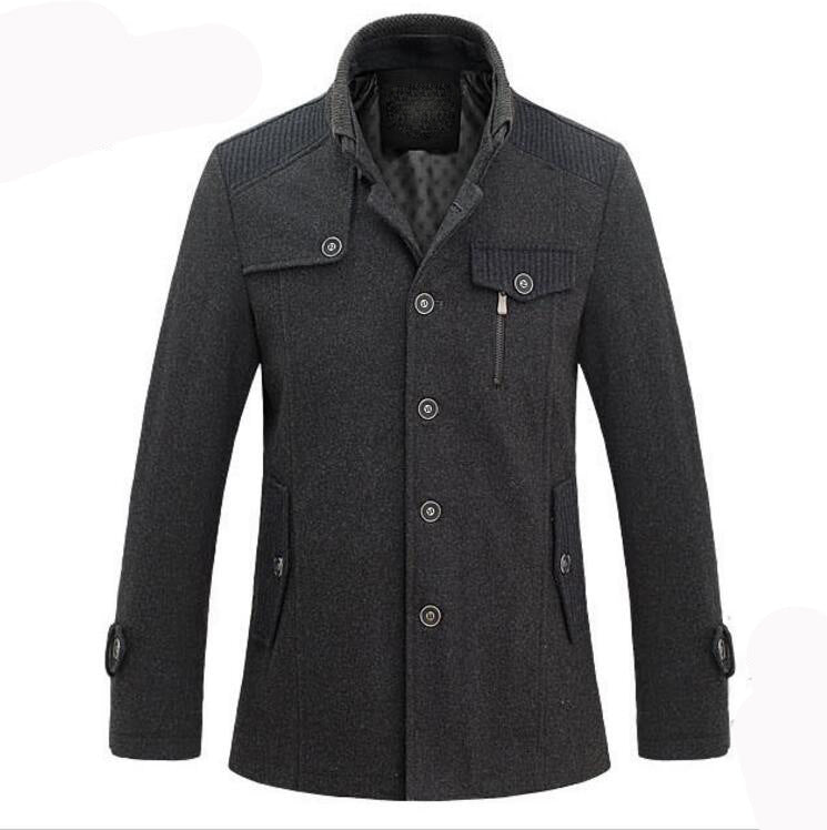 Herren Mantel Fleece Trenchcoat Mittellang Gestrickt