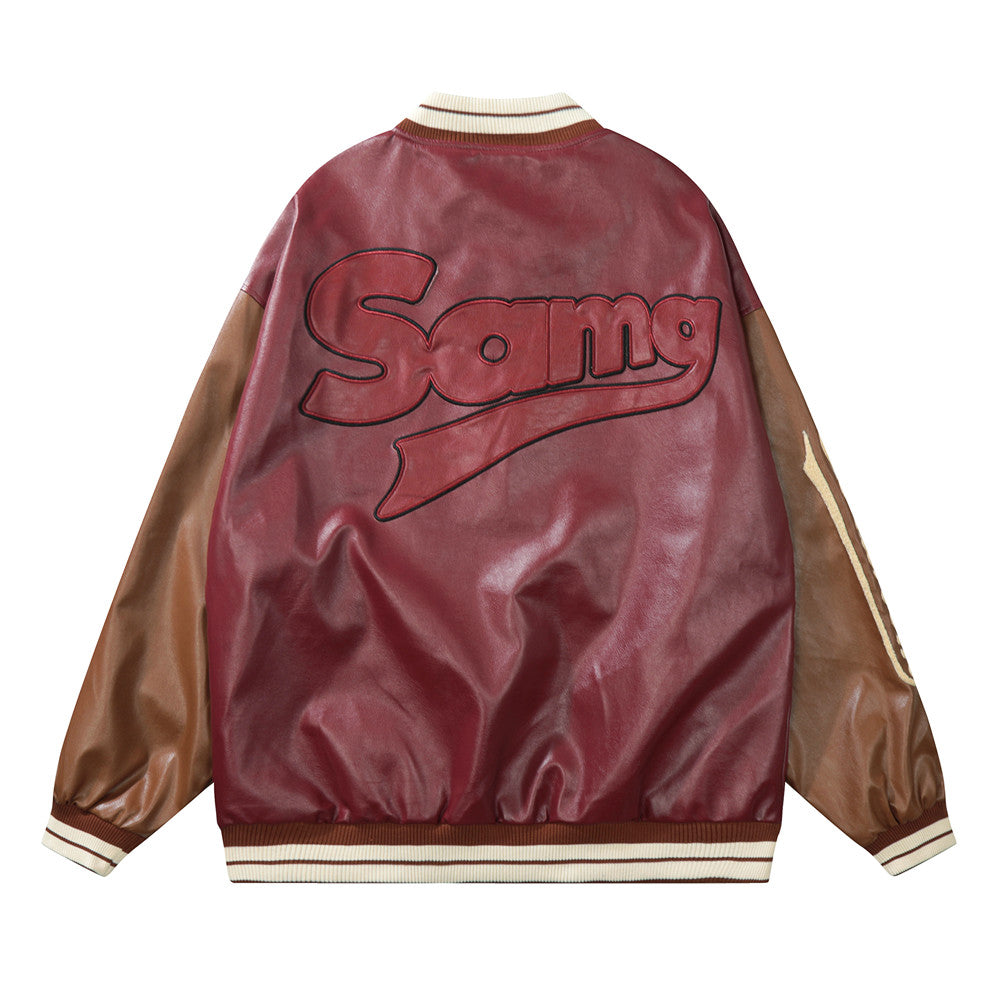 Street Loose Casual Embroidered Letters Motorcycle Leather Jacket