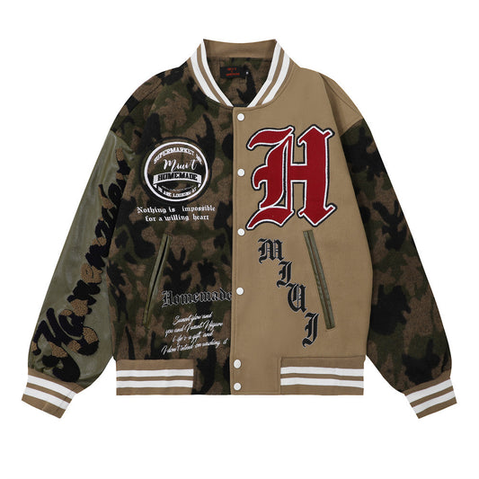 Niche Patchwork Camouflage Baseball Uniform Men's