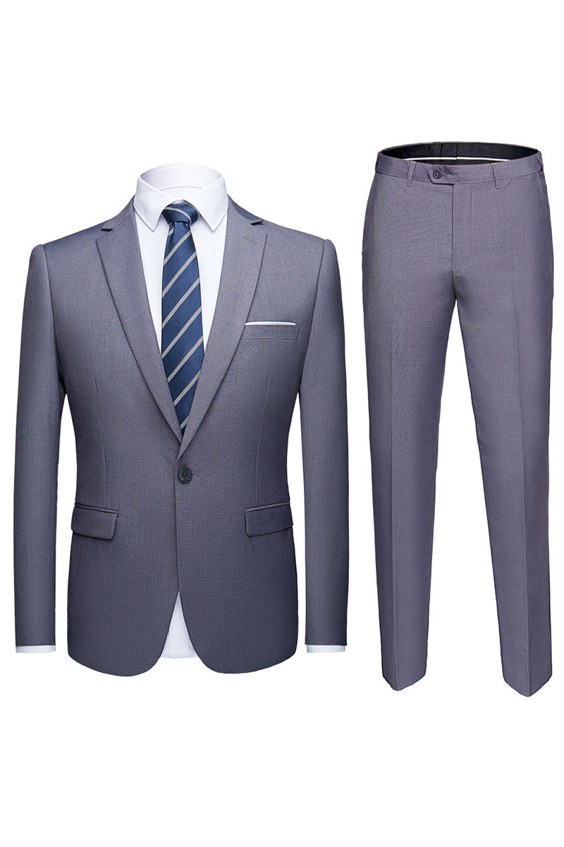 Solid Color 2-piece Small Suit Suit