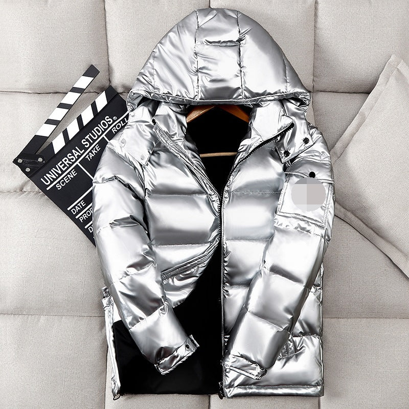 Short Shiny Hooded Jacket