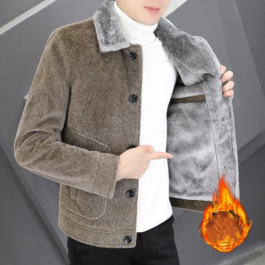 Men's Warm Plush Lapel Jacket