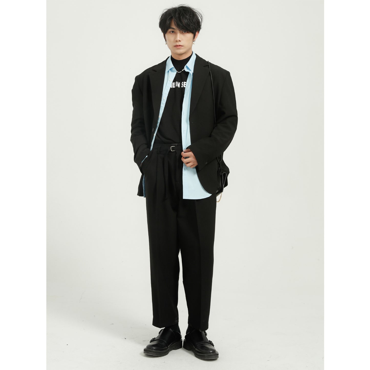 Men's Loose Wide leg Trousers Suit