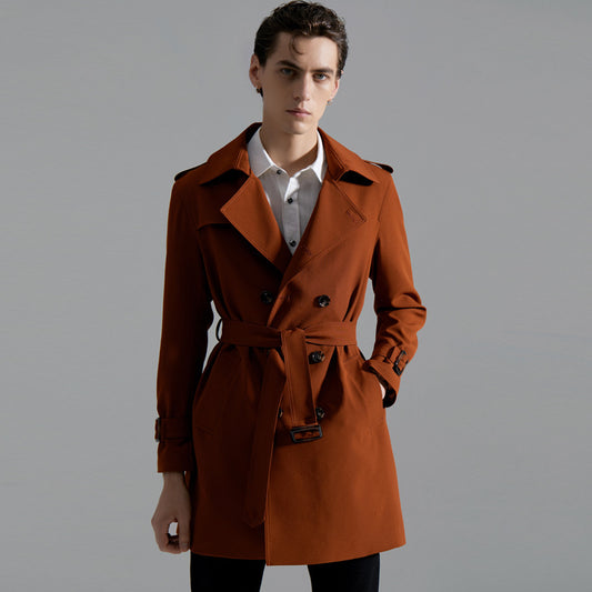 Men's Classic Double-breasted Trench Coat Long