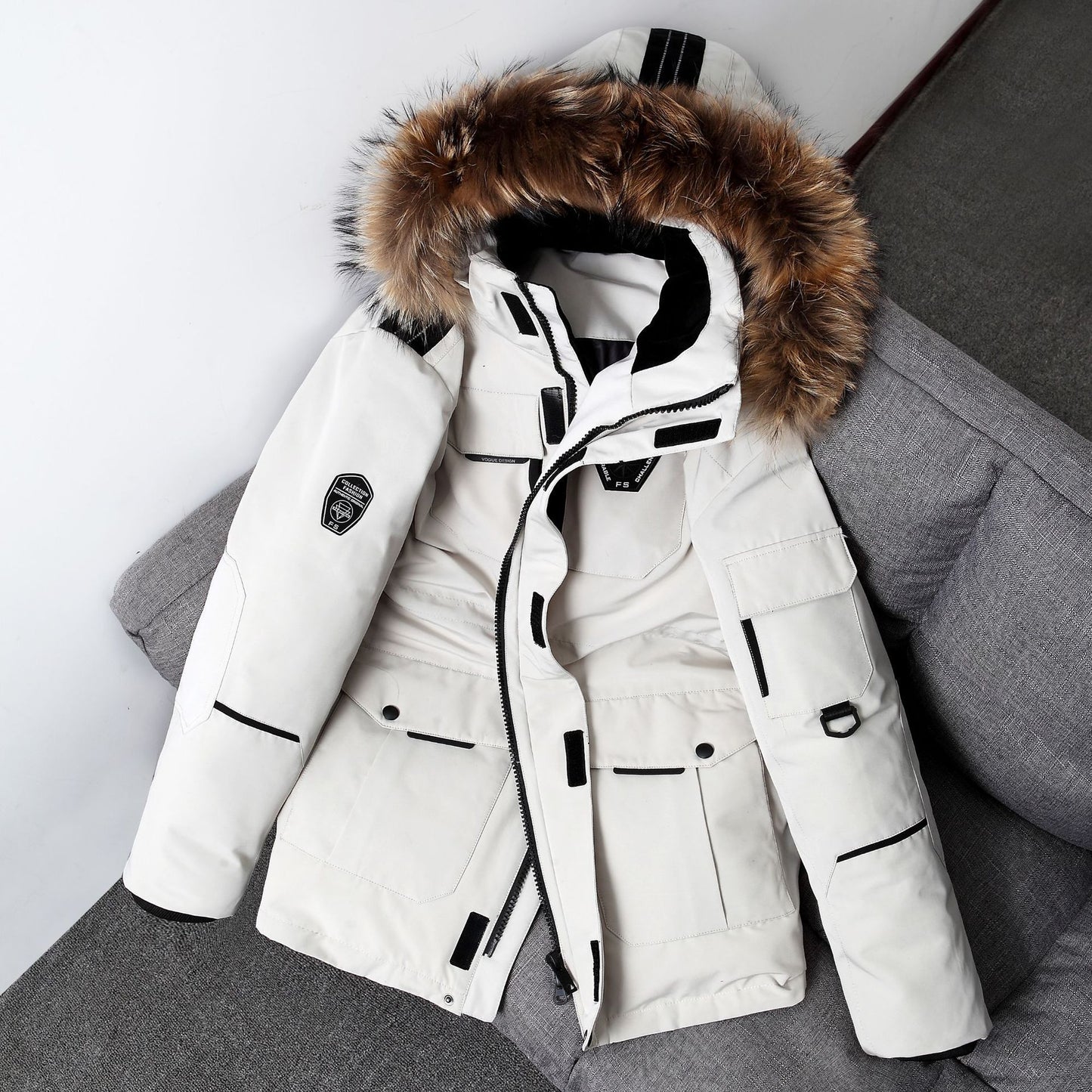 White duck down cardigan youth down jacket